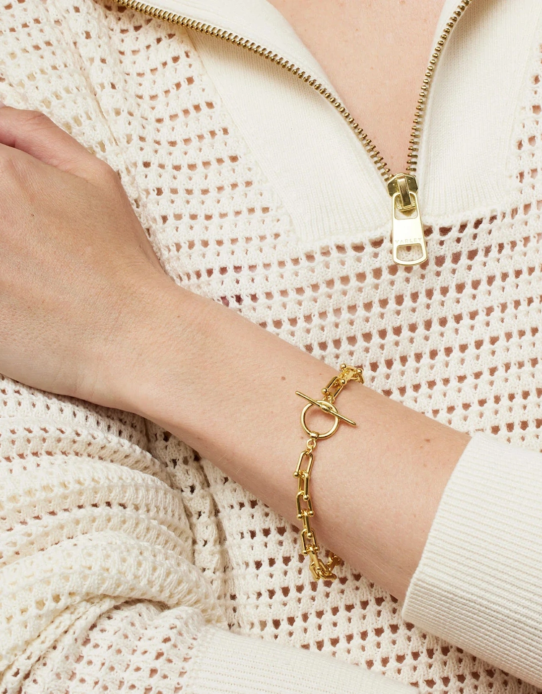 London gold T bar bracelet