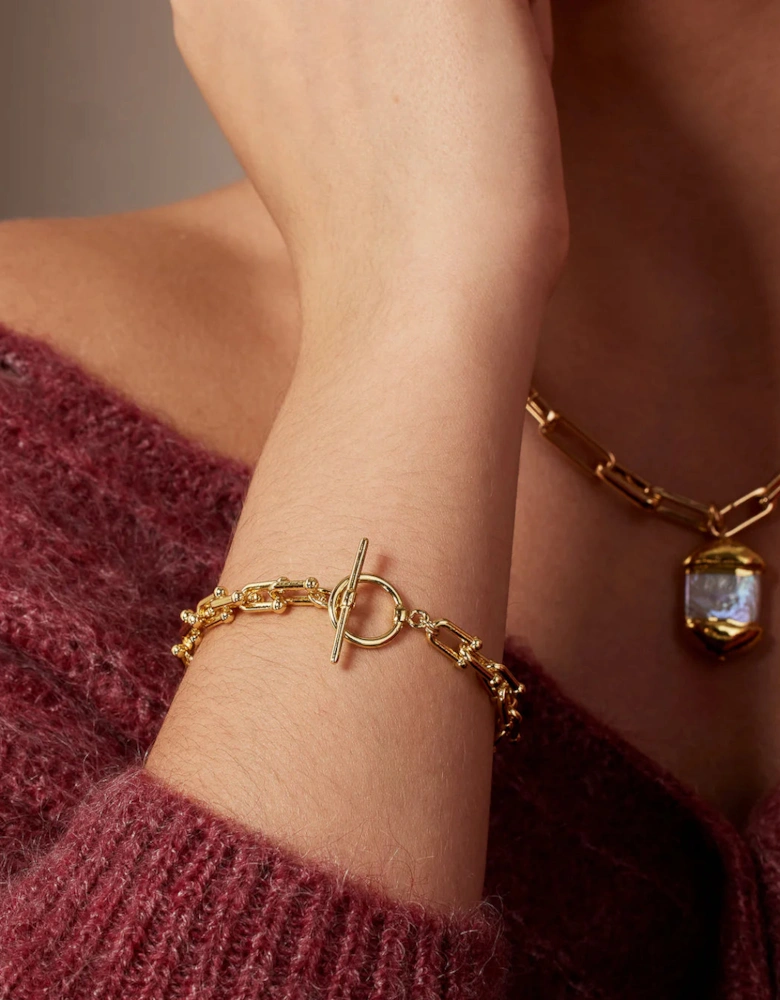 London gold T bar bracelet