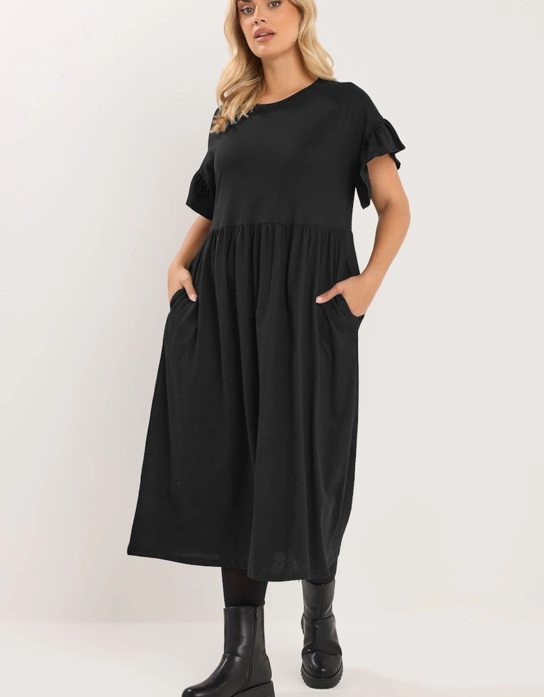 Cotton Frill Sleeve Midaxi Dress