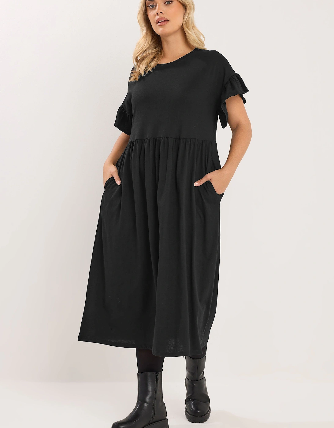 Cotton Frill Sleeve Midaxi Dress, 2 of 1