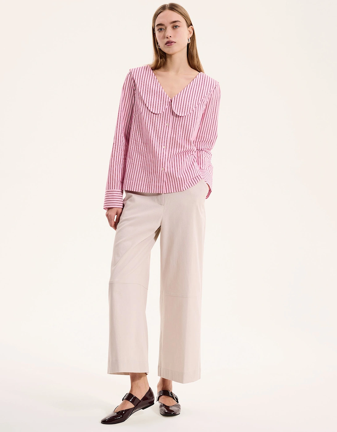 Caitlin Oversized Collar Blouse in Pink, 7 of 6