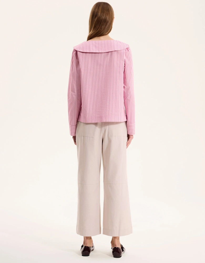 Caitlin Oversized Collar Blouse in Pink
