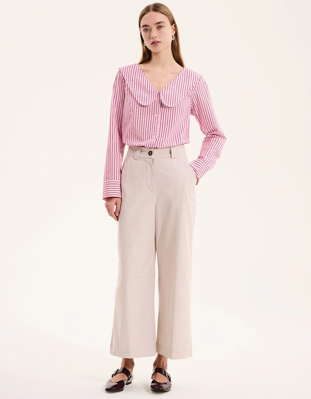 Caitlin Oversized Collar Blouse in Pink