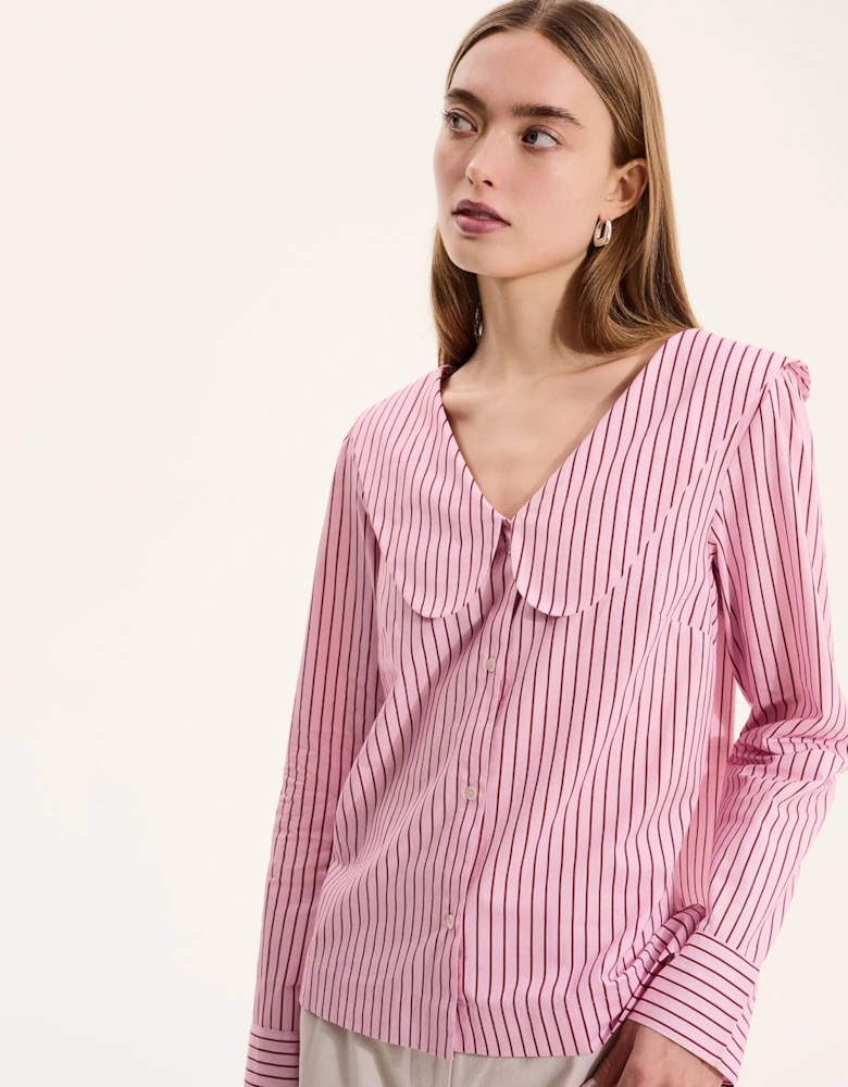 Caitlin Oversized Collar Blouse in Pink