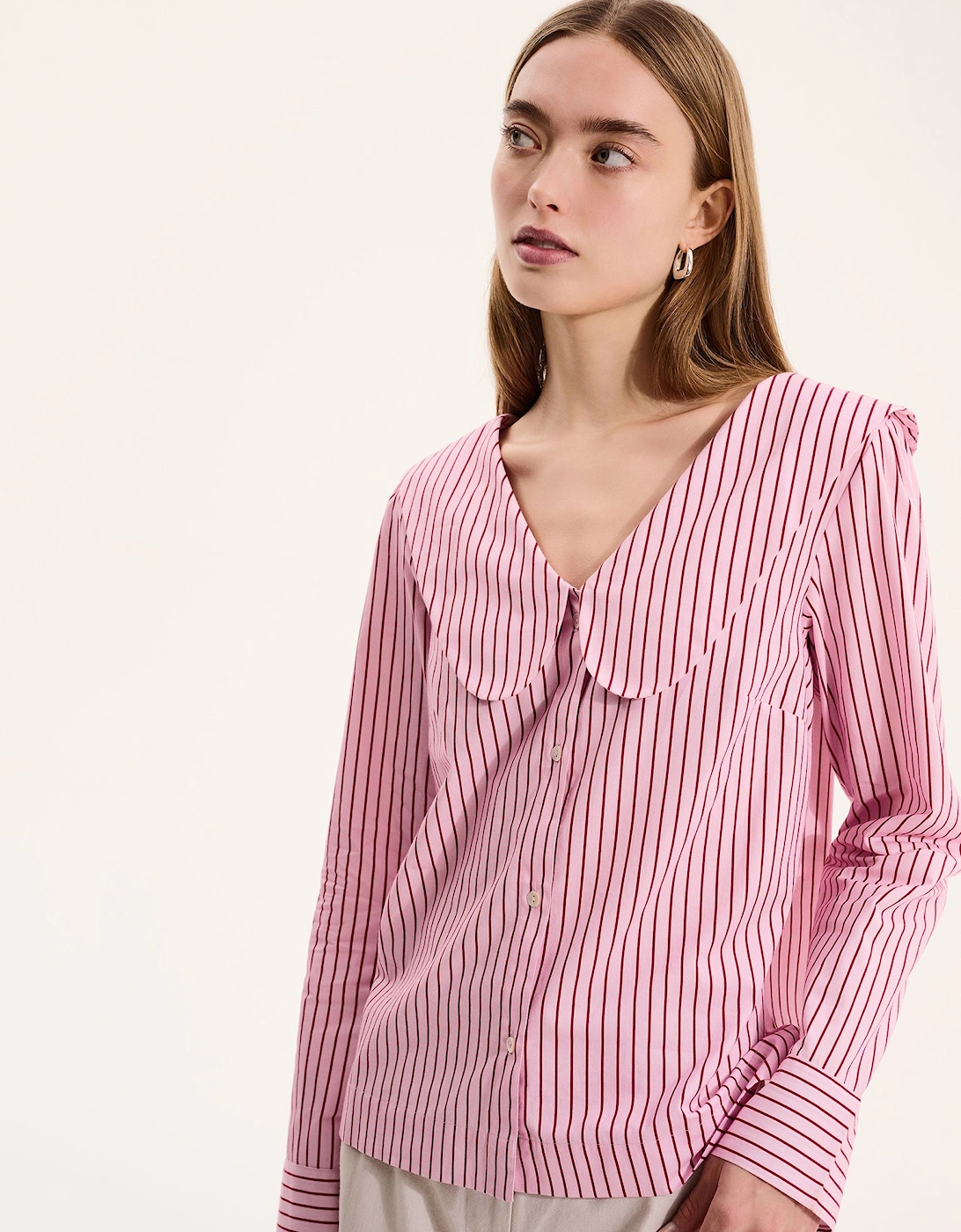 Caitlin Oversized Collar Blouse in Pink