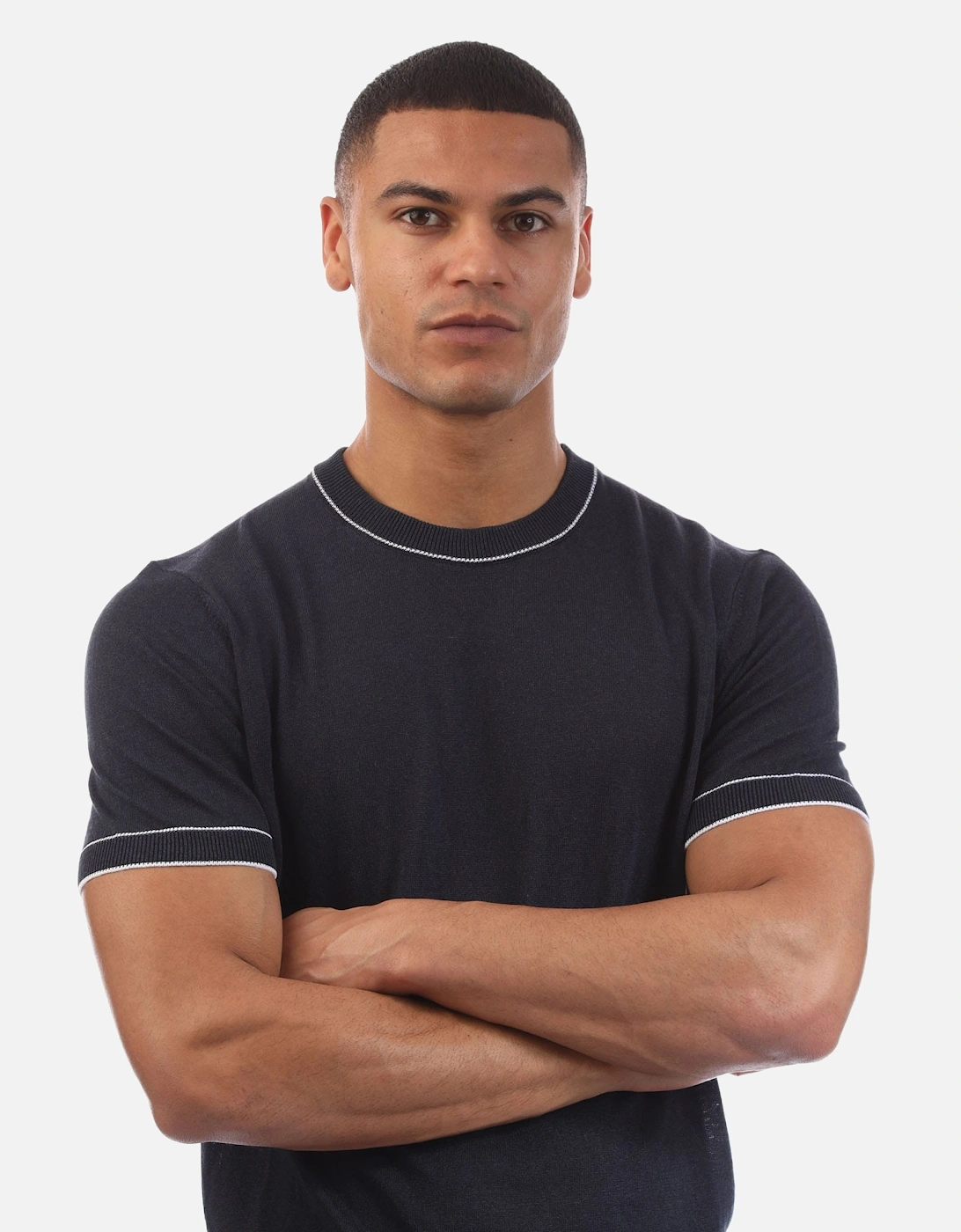 H-Jiovanni Short Sleeve Tipped Sweater