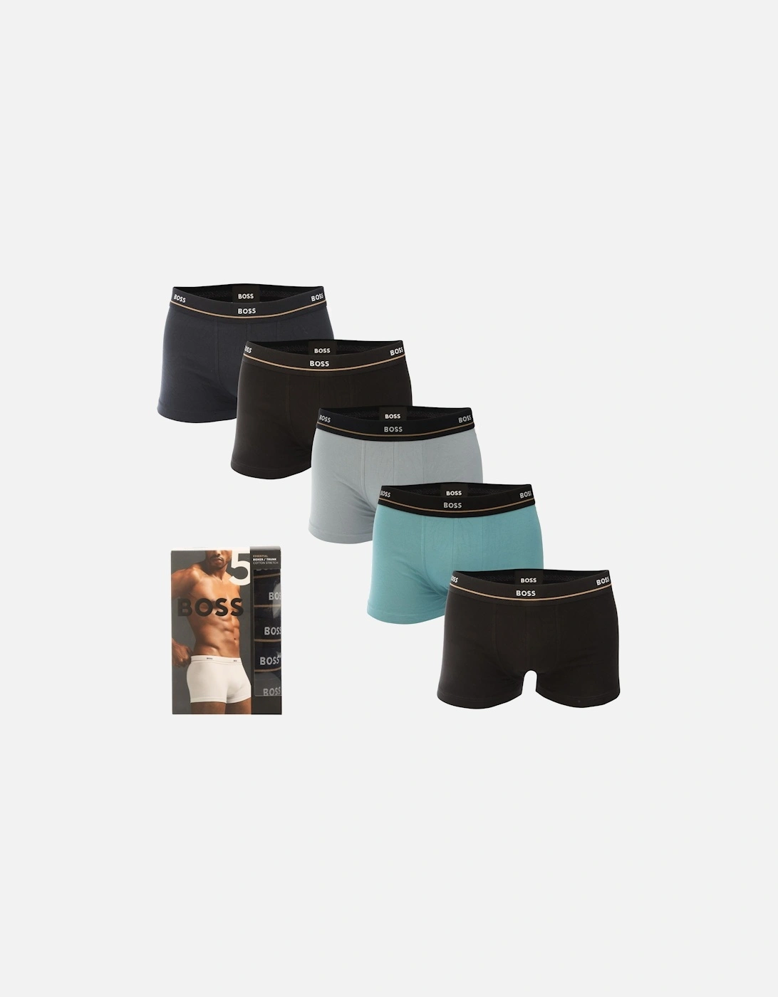 5 Pack of Logo Waistband Trunks, 5 of 4