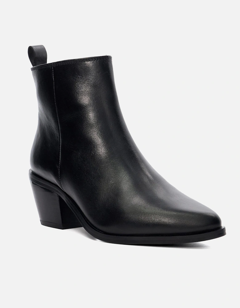 Papz Leather Western Ankle Boots