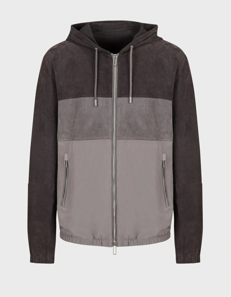 Suede Colourblock Hooded Jacket