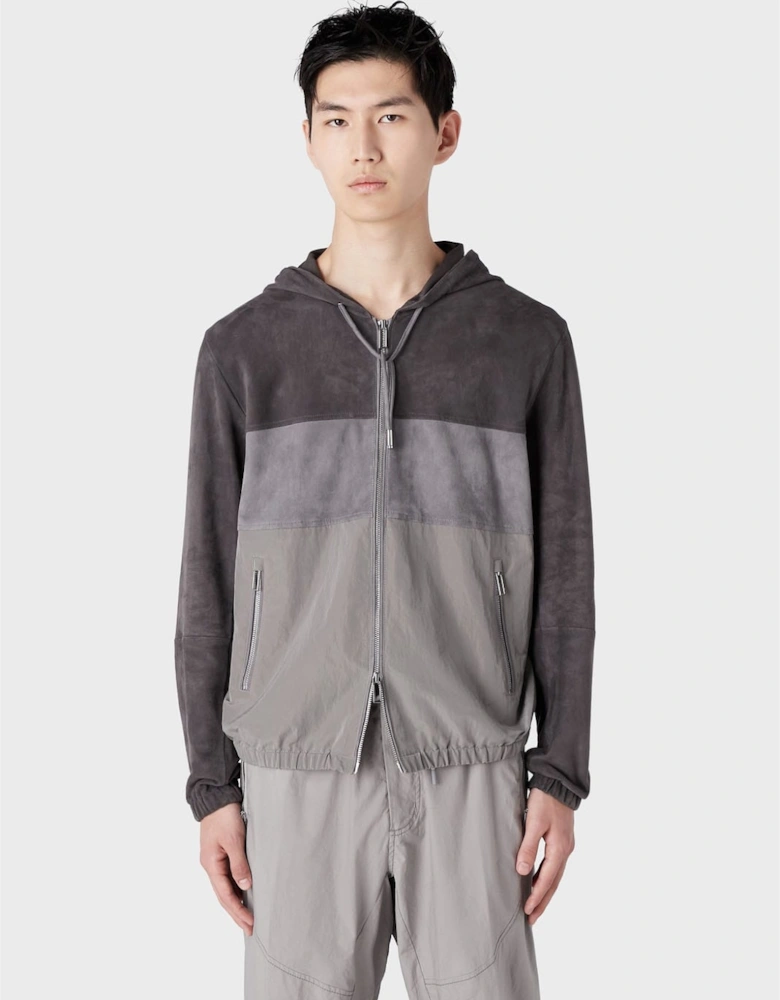 Suede Colourblock Hooded Jacket