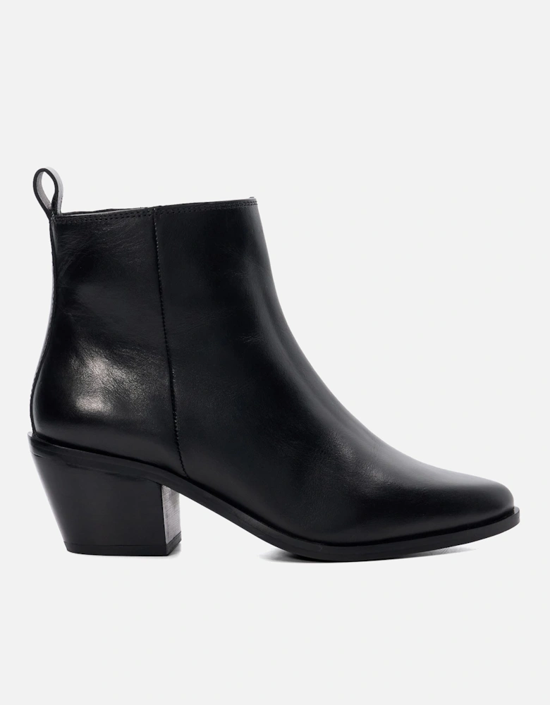 Papz Leather Western Ankle Boots