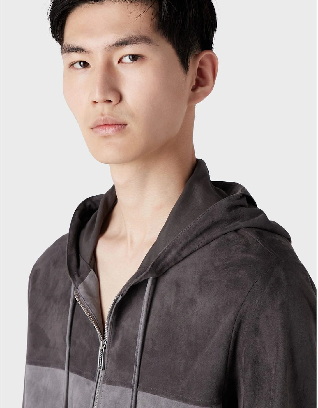 Suede Colourblock Hooded Jacket