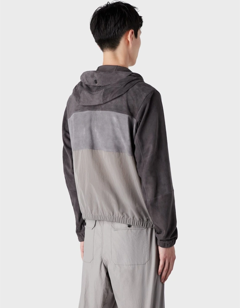 Suede Colourblock Hooded Jacket