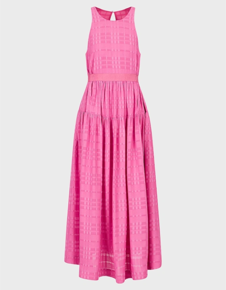 Sleeveless Checked Midi Dress