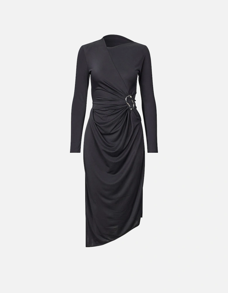 Long Sleeve Midi Dress With Fixed Buckle