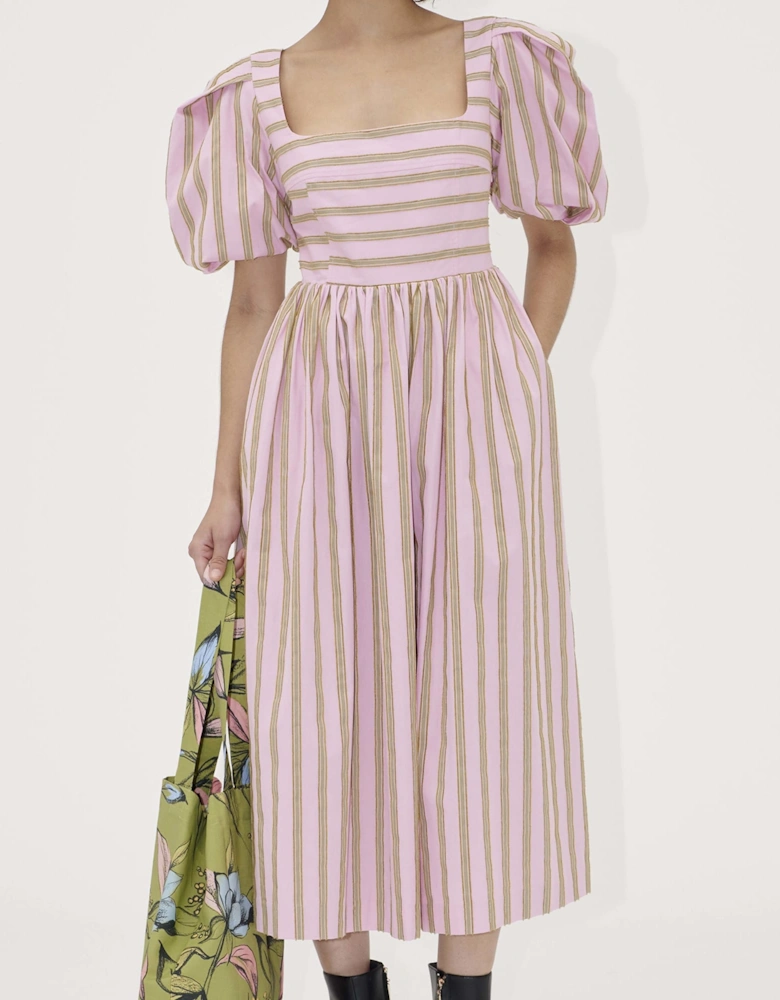 Blouson Sleeve Midi Dress