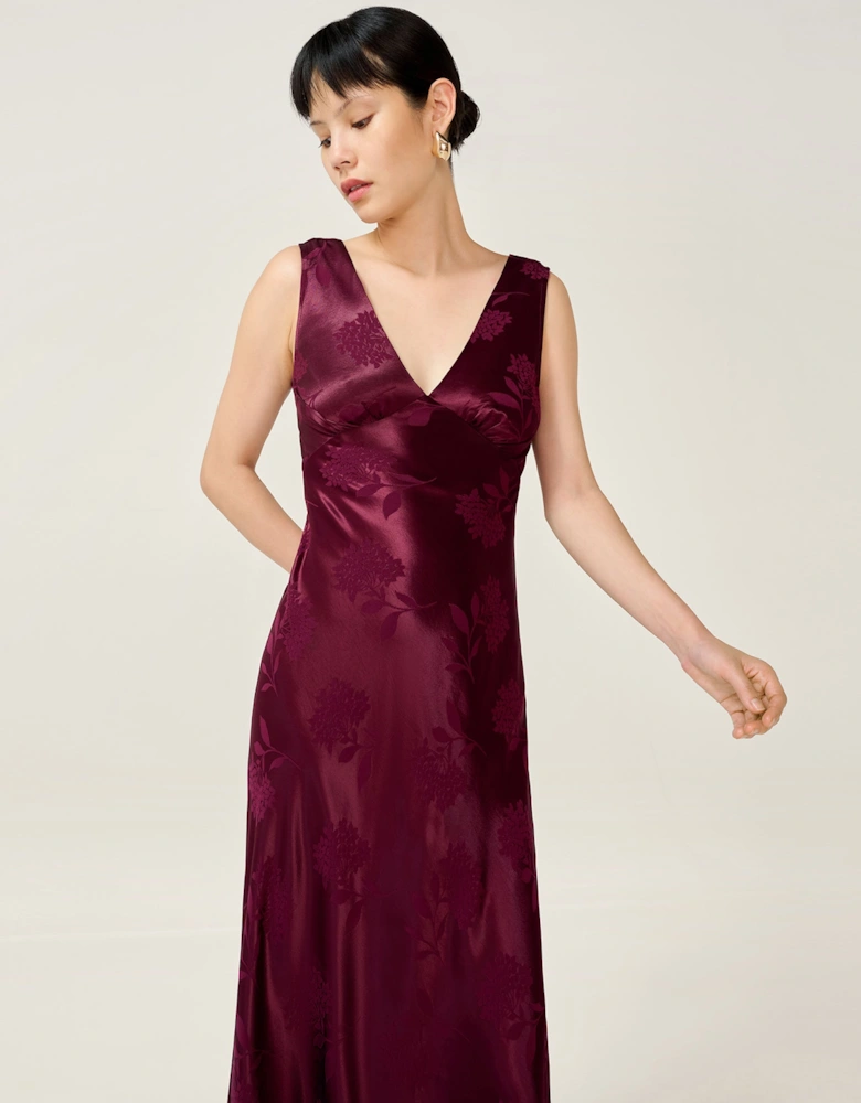 Iris Jacquard Dress in Deep Wine
