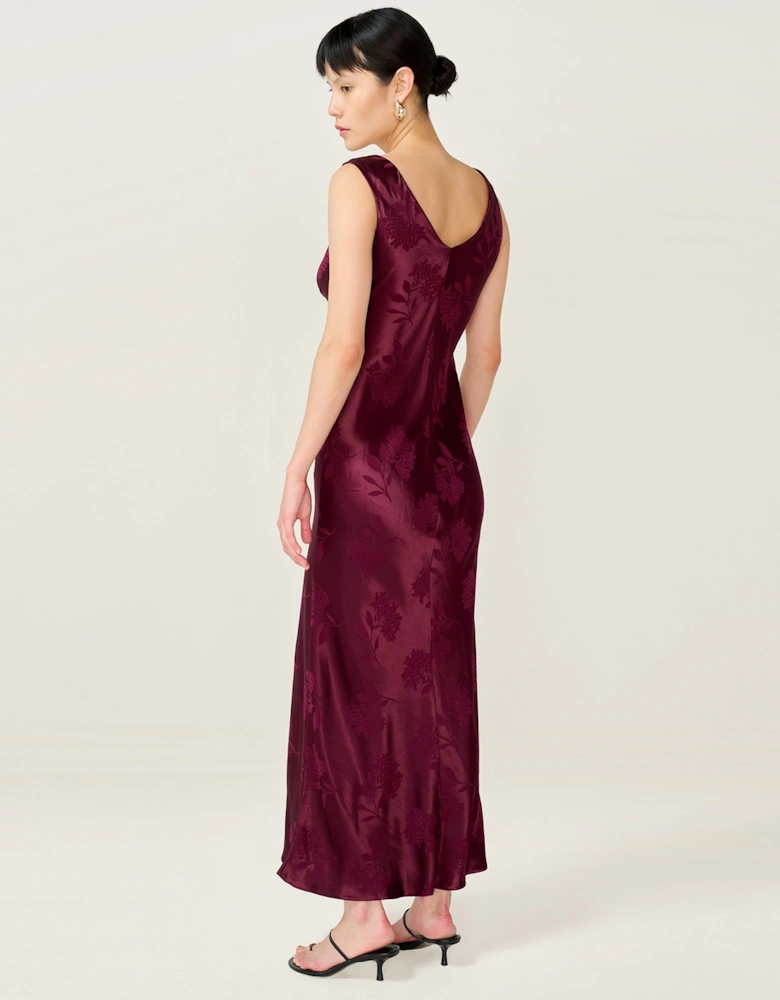 Iris Jacquard Dress in Deep Wine