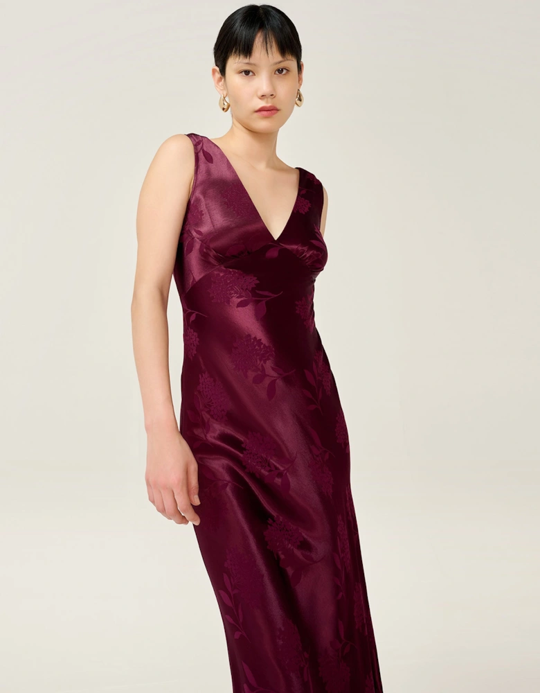 Iris Jacquard Dress in Deep Wine