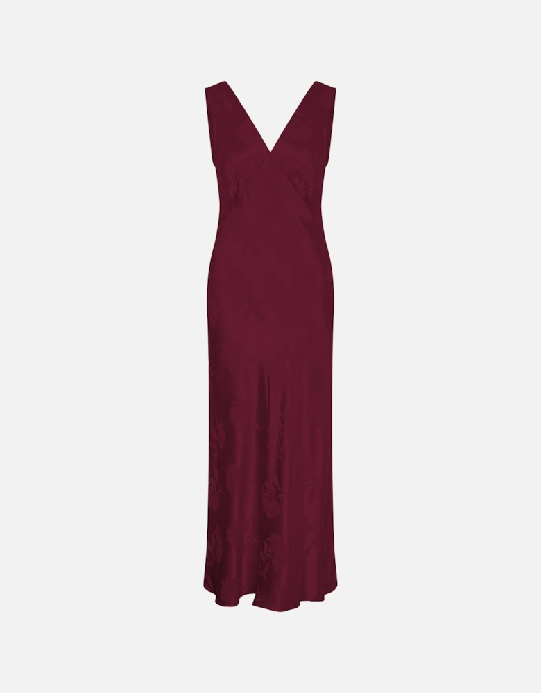 Iris Jacquard Dress in Deep Wine