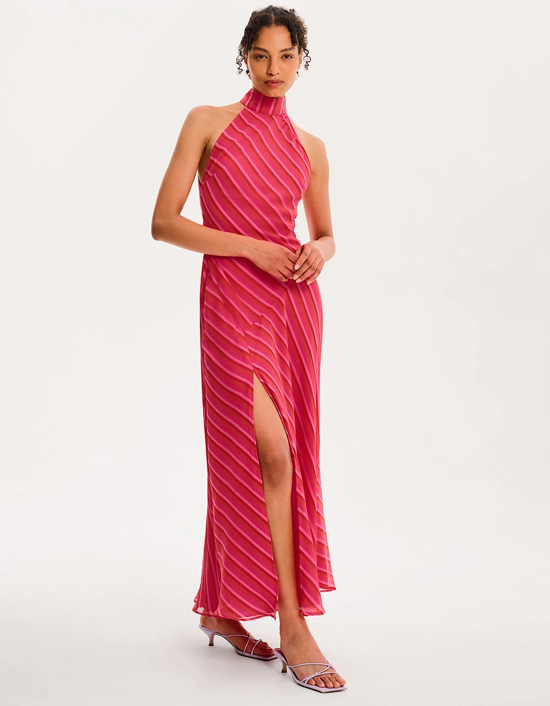 Elsie Striped Dress in Pink and Orange