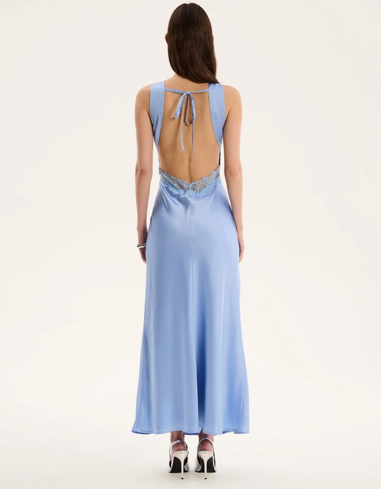 Aurelia Lace Trim Maxi Dress in Blue