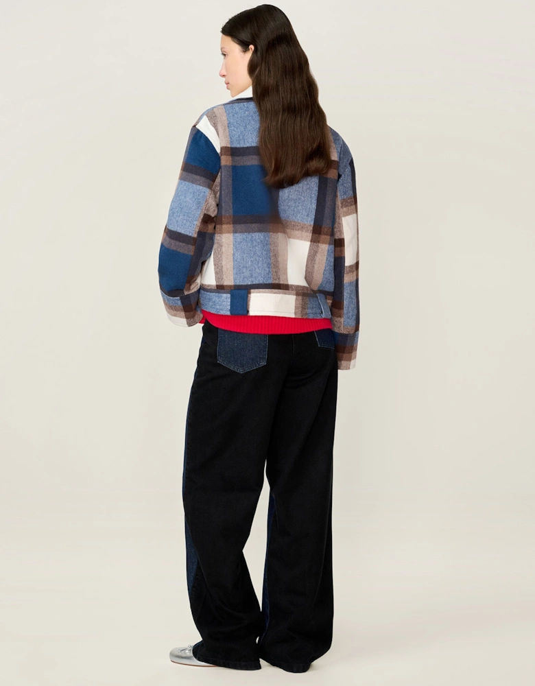 Clyde Wool Blend Jacket in Blue Check