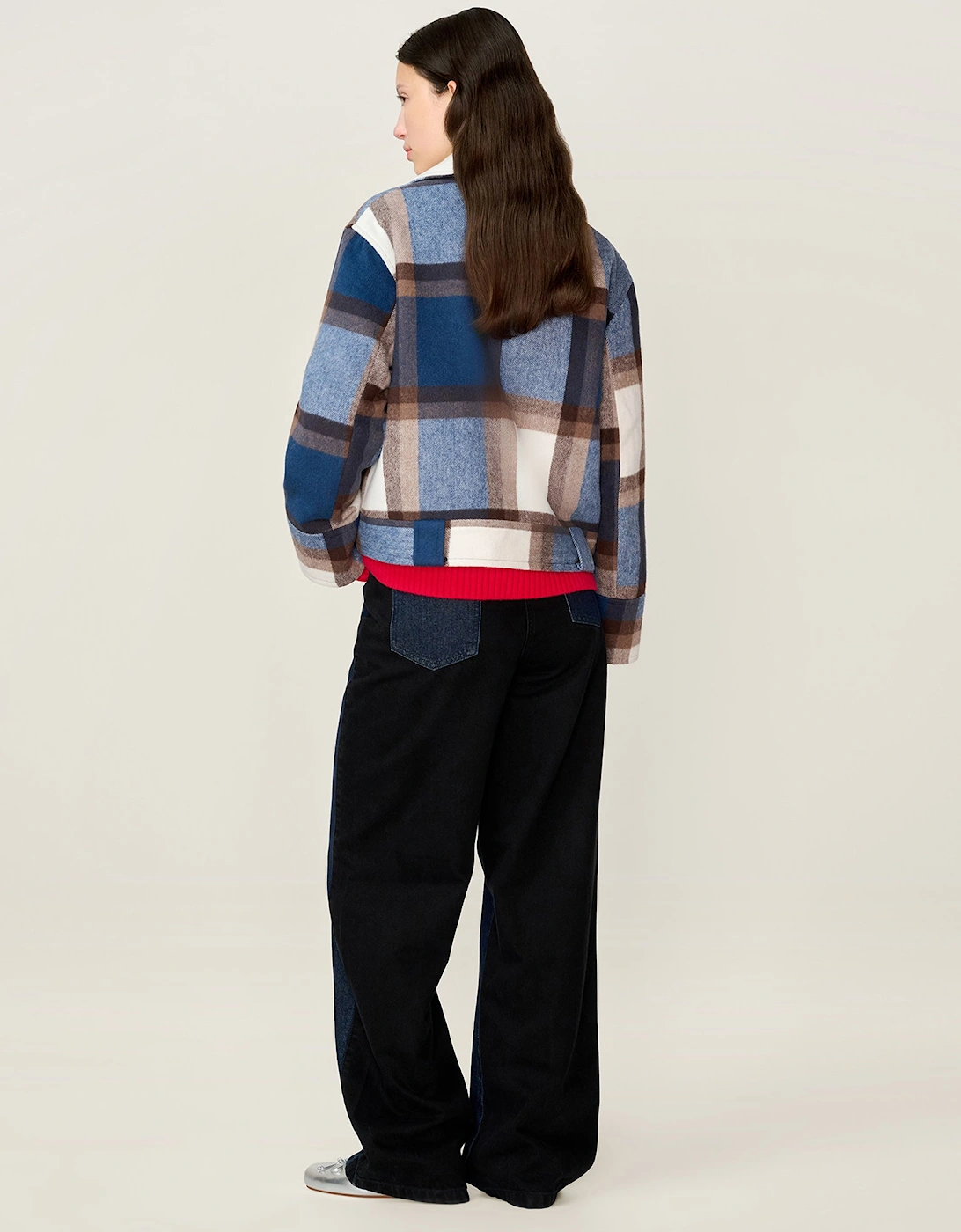 Clyde Wool Blend Jacket in Blue Check