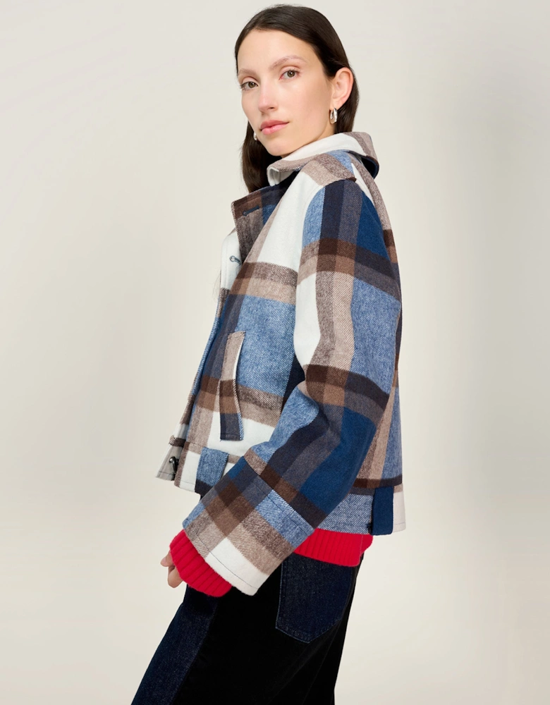 Clyde Wool Blend Jacket in Blue Check