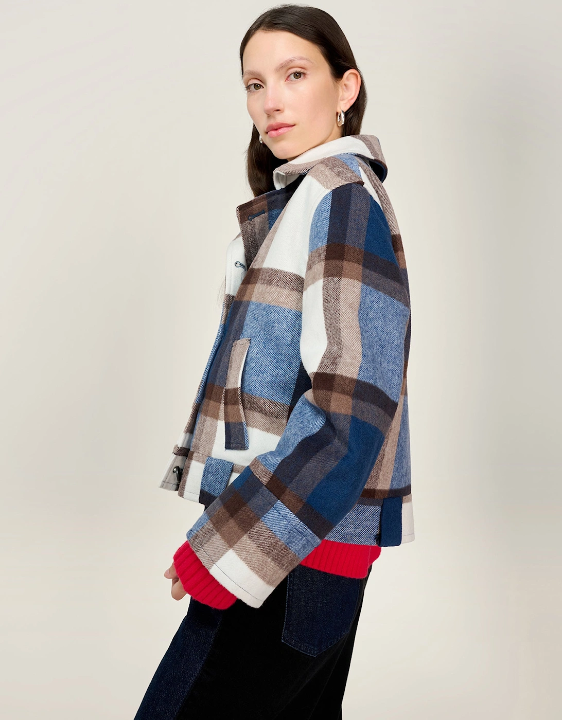 Clyde Wool Blend Jacket in Blue Check