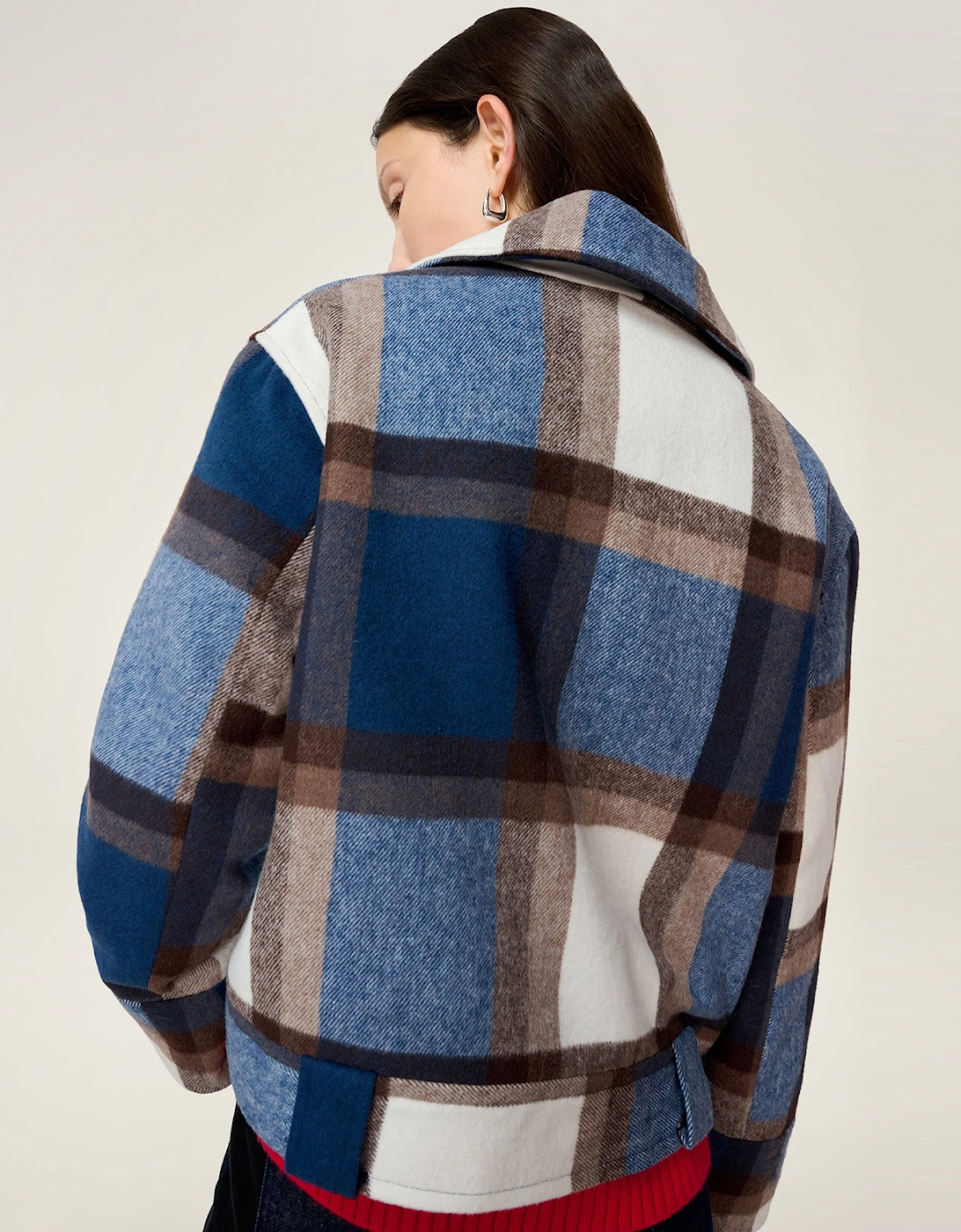 Clyde Wool Blend Jacket in Blue Check