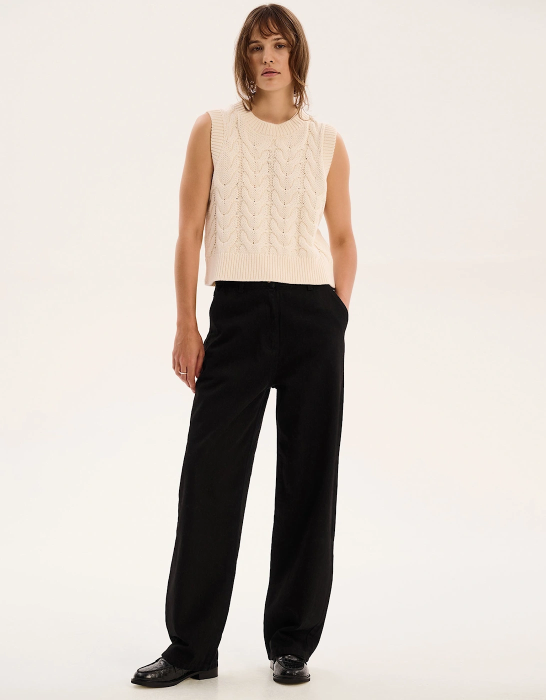 Bobbi Cable Knit Vest in Cream, 6 of 5