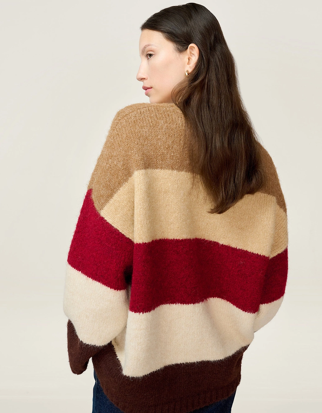 Women's STUDIO OMNES Constance Stripe Jumper in Brown - Size: 12