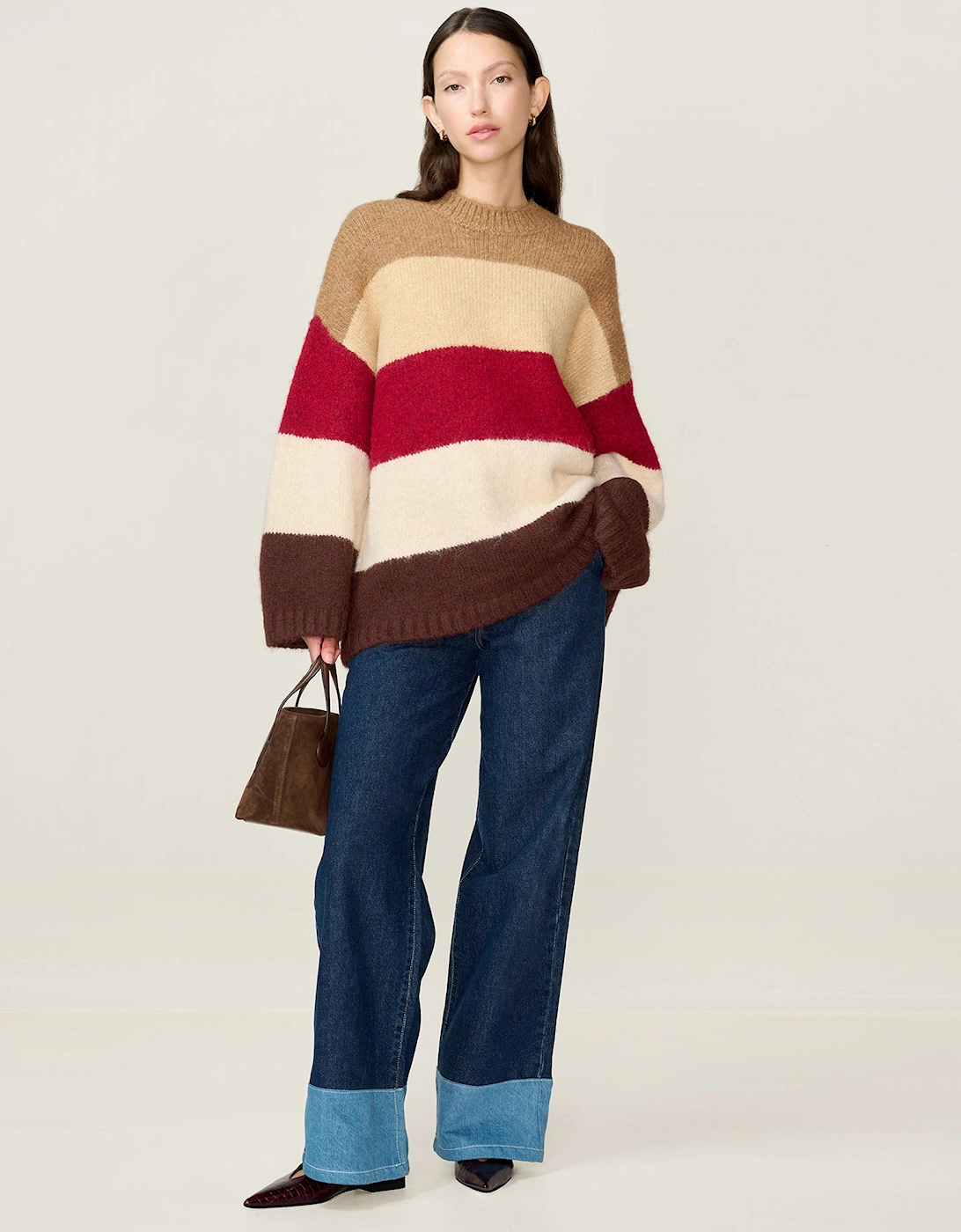 STUDIO Constance Stripe Jumper in Brown