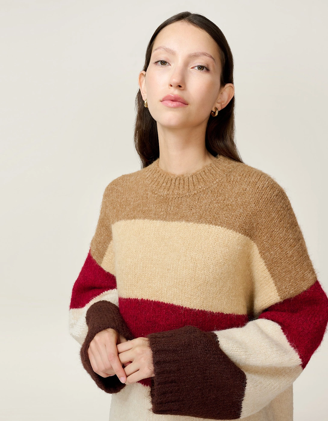 STUDIO Constance Stripe Jumper in Brown
