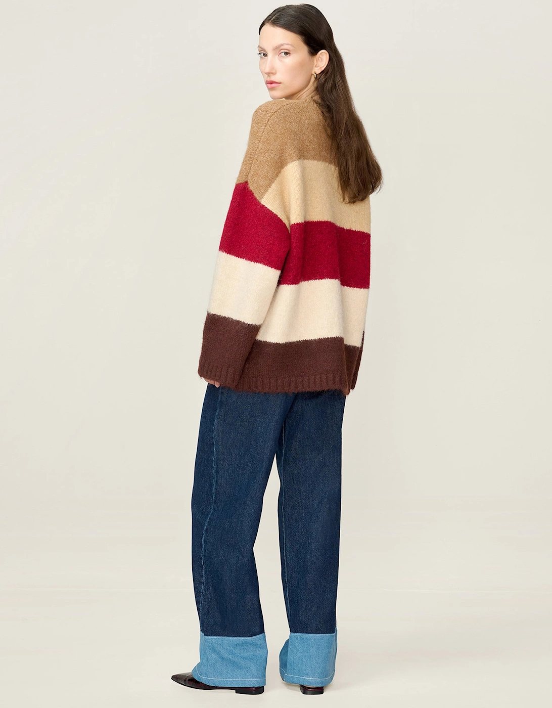STUDIO Constance Stripe Jumper in Brown