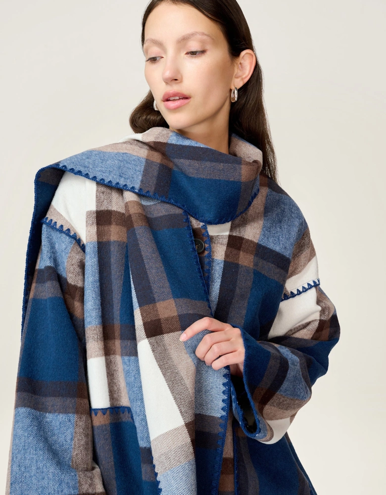 Paolo Wool Blend Jacket in Blue Check