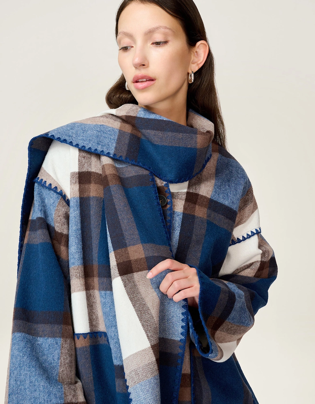 Paolo Wool Blend Jacket in Blue Check