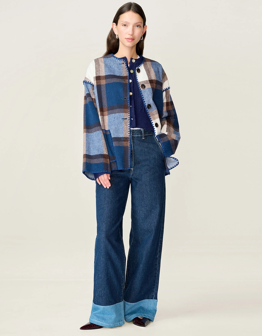 Paolo Wool Blend Jacket in Blue Check