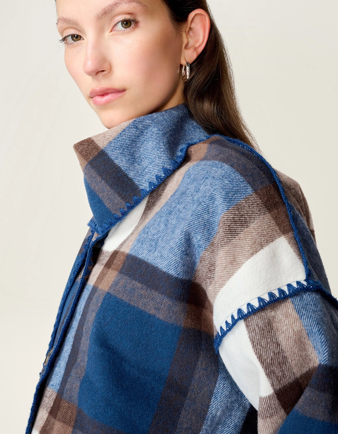 Paolo Wool Blend Jacket in Blue Check