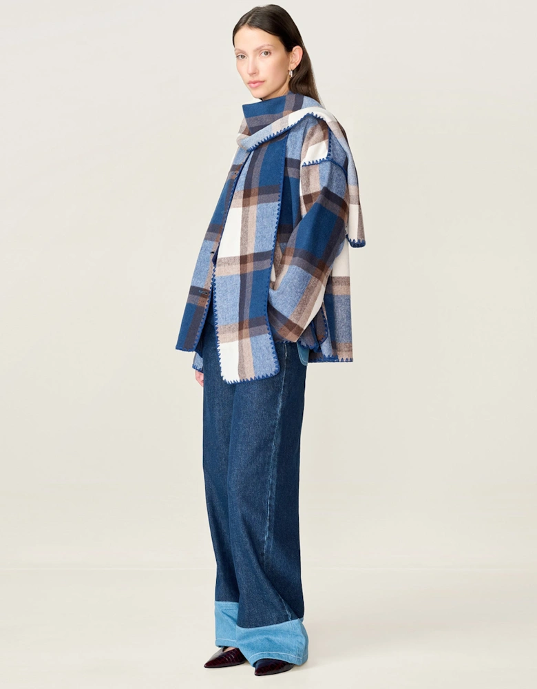 Paolo Wool Blend Jacket in Blue Check