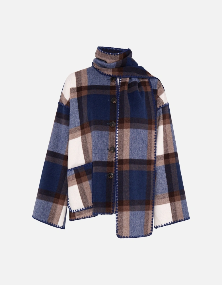 Paolo Wool Blend Jacket in Blue Check