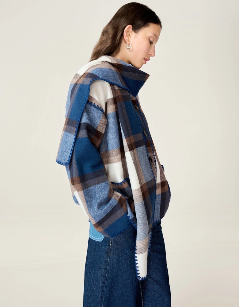 Paolo Wool Blend Jacket in Blue Check