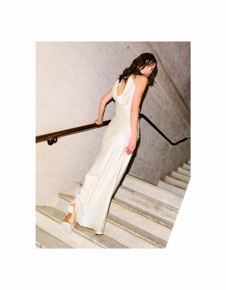 Koko Satin Dress in Ivory