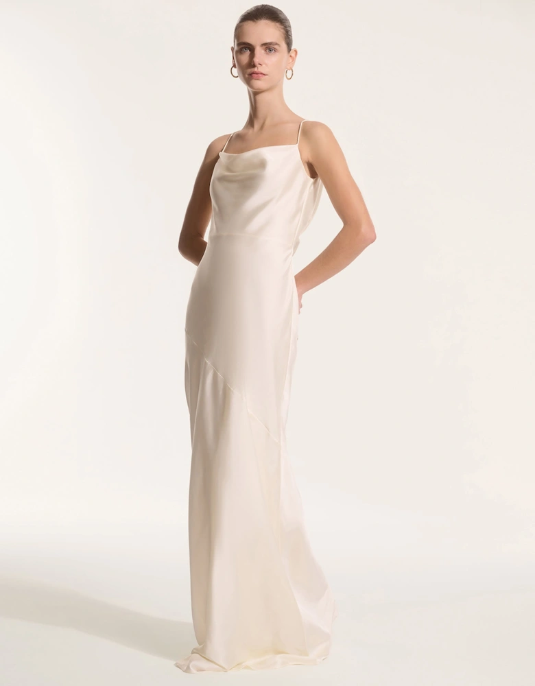 Koko Satin Dress in Ivory