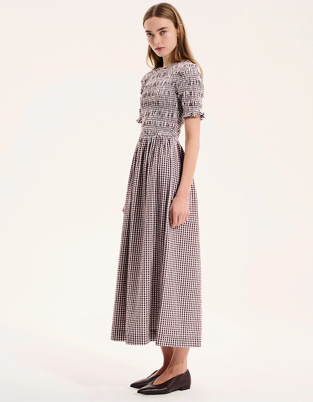 Becky Dress in Brown Gingham