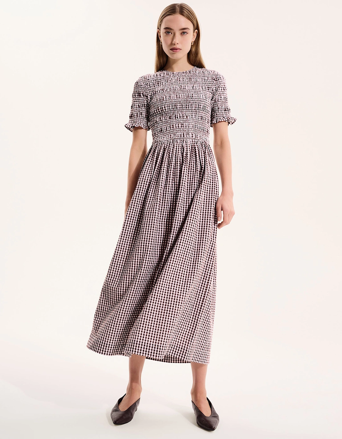 Becky Dress in Brown Gingham