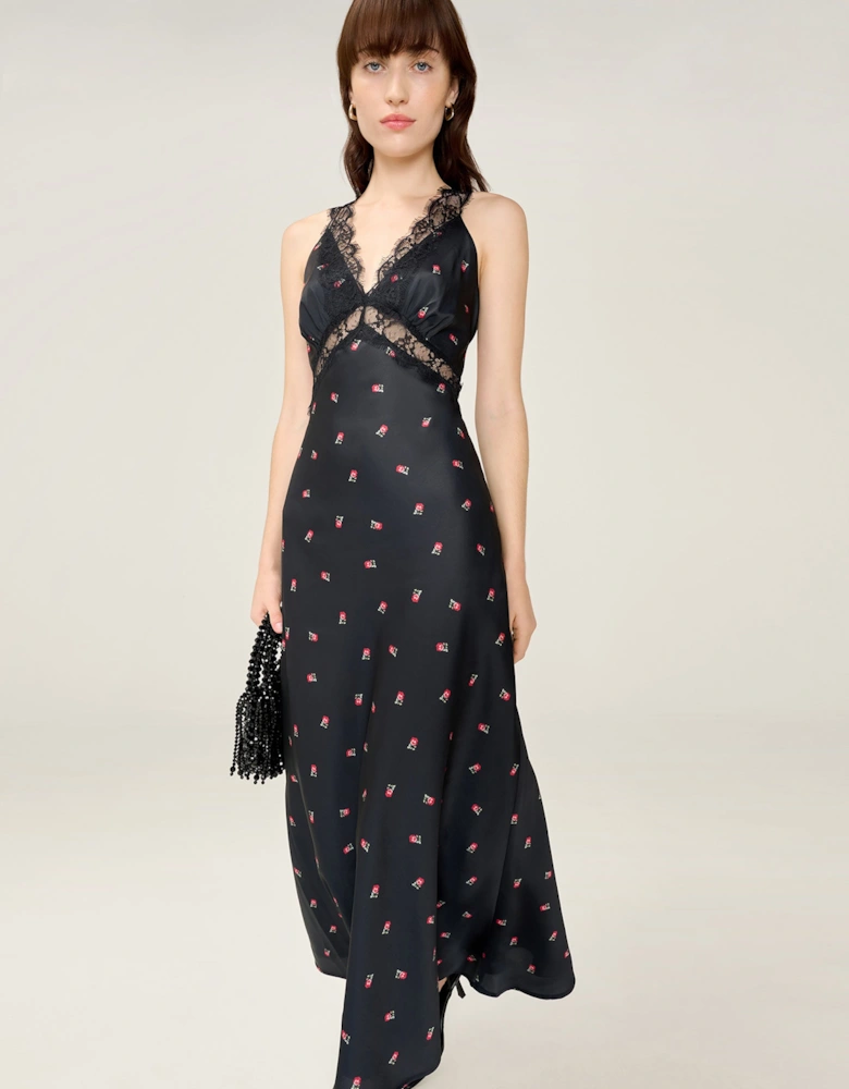 Aurelia Floral Dress in Black