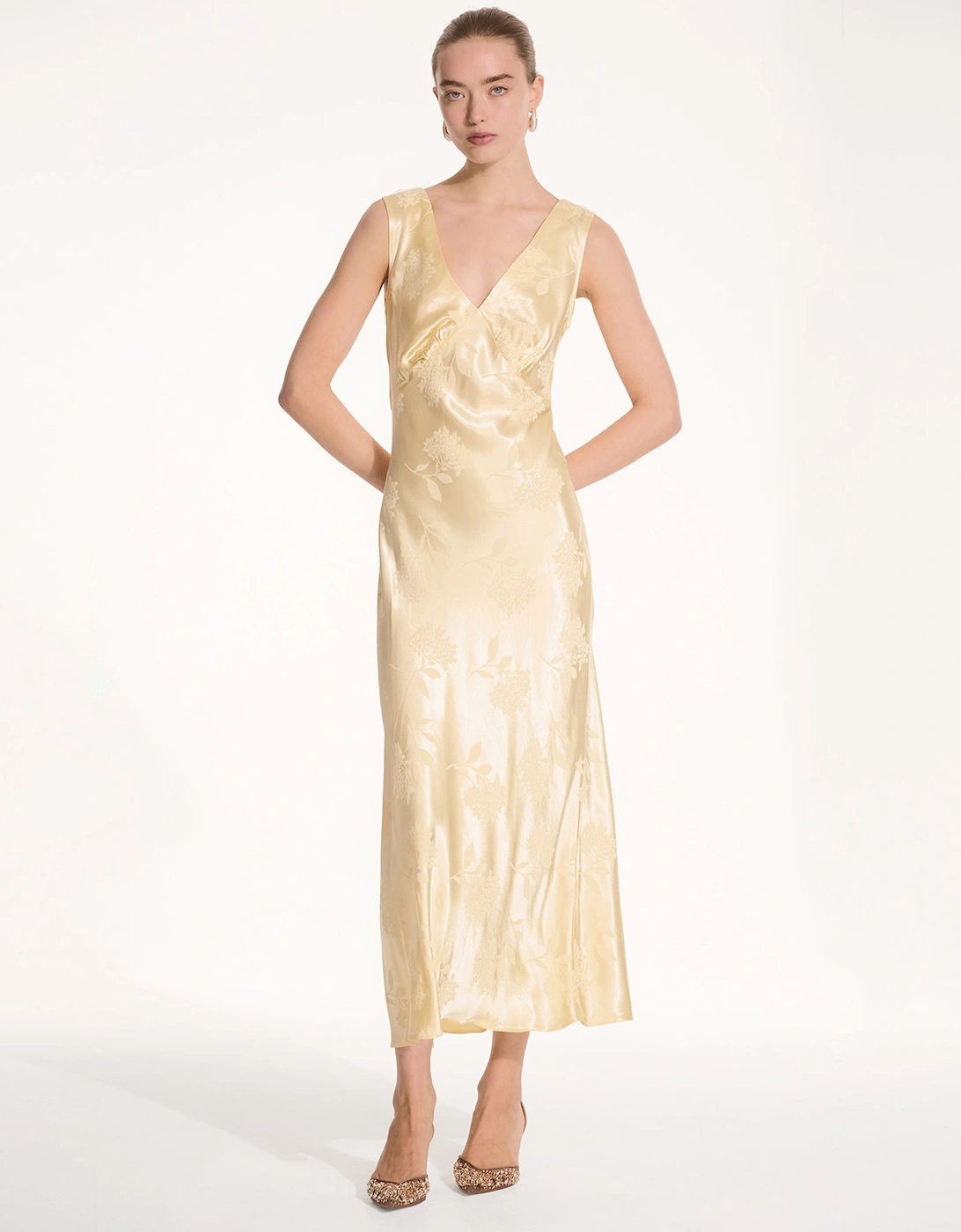 Iris Jacquard Dress in Vintage Yellow, 7 of 6