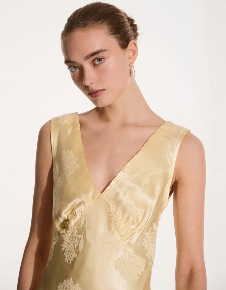 Iris Jacquard Dress in Vintage Yellow